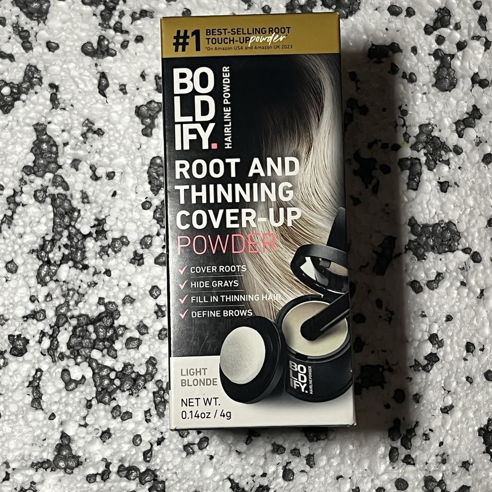 BOLDIFY Root Touch Up Powder with Brush, Covers Thinning Hair Grays Light Blonde